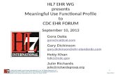 HL7 EHR WG presents Meaningful Use Functional Profile to CDC EHR FORUM September 10, 2013