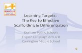 Learning Targets:  The Key to Effective  Scaffolding & Differentiation