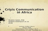 Crisis Communication  in Africa