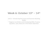 Week 6: October 13 th  – 14 th