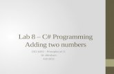 Lab 8 – C# Programming Adding two numbers
