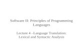 Software II: Principles of Programming Languages