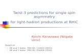 Twist-3 predictions for single spin asymmetry for light-hadron productions at RHIC