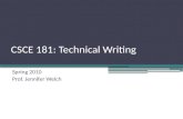 CSCE 181 :  Technical Writing