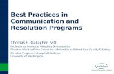Best Practices in Communication and Resolution Programs