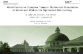 Wind Farms in Complex Terrain: Numerical Simulation of Wind and Wakes for Optimized  Micrositing