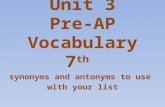 Unit  3 Pre-AP Vocabulary 7 th