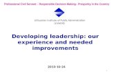 Developing leadership: our experience and needed improvements