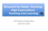 Research for Better Teaching: High Expectations  Teaching and Learning