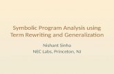 Symbolic Program Analysis using Term Rewriting and Generalization