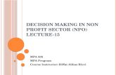 Decision Making in Non Profit Sector (NPO) Lecture-15