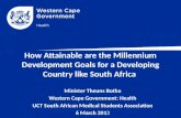 How Attainable  are the  Millennium Development Goals  for  a Developing Country like South Africa