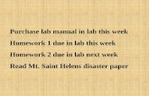 Purchase lab manual in lab this week Homework 1 due in lab this week