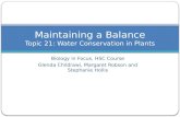 Maintaining a Balance Topic 21: Water Conservation in Plants