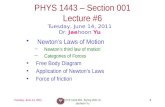 PHYS 1443 – Section 001 Lecture  #6