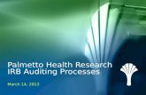 Palmetto Health Research IRB Auditing Processes