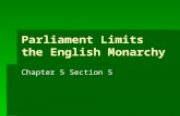 Parliament Limits the English Monarchy
