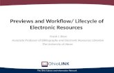 Previews and Workflow/ Lifecycle of Electronic Resources