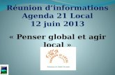 Réunion d’informations  Agenda 21 Local  12 juin 2013