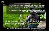 How do war, heroin and religion affect Afghanistan’s  population?