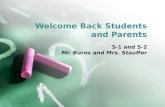 Welcome Back Students and Parents