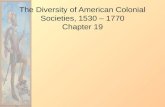 The Diversity of American Colonial Societies, 1530  – 1770 Chapter 19
