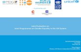 Joint Evaluation on  Joint Programmes on Gender Equality in the UN System