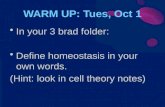 WARM UP: Tues, Oct 1