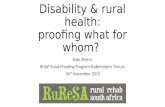 Disability & rural health: proofing what for whom?