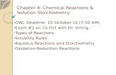 Chapter 4: Chemical Reactions & Solution Stoichiometry