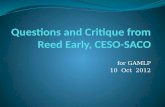 Questions and Critique from Reed Early, CESO-SACO