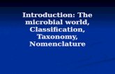 Introduction: The microbial world, Classification, Taxonomy, Nomenclature