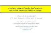 Consistent analysis of nuclear level structures  and nucleon interaction data of  Sn  isotopes