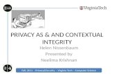 PRIVACY AS & AND  CONTEXTUAL INTEGRITY
