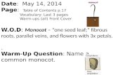 How are cotyledons different between monocots and  dicots?