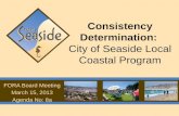 Consistency Determination:  City of Seaside Local Coastal Program