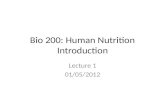Bio 200: Human Nutrition Introduction