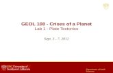 GEOL 108 - Crises of a Planet Lab 1 - Plate Tectonics