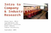 Intro  to Company  & Industry Research