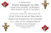A  Reflection  From Gospel to life HOW THE GOSPEL SUPPORTS  OFS RULES 15,18 & 19 (JPIC) by