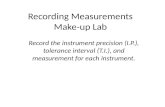 Recording Measurements  Make-up Lab
