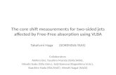 The core shift measurements for two-sided jets affected by Free-Free absorption using VLBA