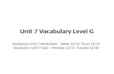 Unit 7 Vocabulary Level G