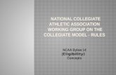 National Collegiate Athletic Association  Working Group on the Collegiate  Model - Rules