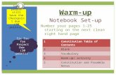 Warm-up Notebook Set-up Number your pages 1-25 starting on the next clean right hand page