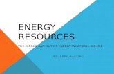 Energy Resources The world ran out of energy what will we use