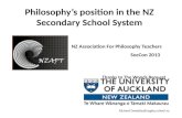 Philosophy’s position in  the  NZ Secondary School  System