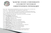WAYNE STATE UNIVERSITY STUDENT VETERAN ORIENTATION ITINERARY