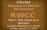 Being Servants of Christ Message on Biblical  Servanthood
