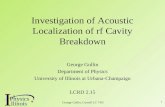 Investigation of Acoustic Localization of rf Cavity Breakdown